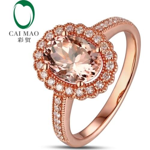 14K Rose Gold 1.76t Natural Morganite & 0.28ct Diamonds Mligrain Engagement Classic Ring