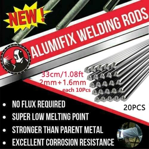 20pcs 330*2.0/1.6mm Aluminum Welding Rods Solid Solution Flux Cored Electrode Wire Brazing No Need Solder Powder Easy Melt