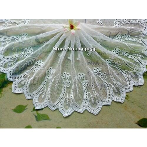 5 Yard/lot New handmade DIY lace fabric clothing accessories leaf cotton gauze embroidery lace trim material width 18cm