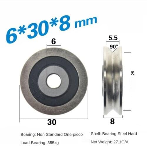 SWMAKER 6 * 30 * 8 V groove groove all steel wire pulley Z6 guide track embedded bearing pulley TU TV0630