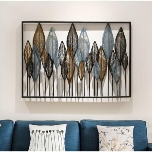 American Wrought Iron 3D Stereo Wall Hanging Leaf Crafts Wall Decoration Pendants Home Livingroom Wall Sticker Mural Accessories