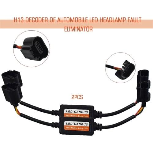 For Car Light Accessories 2pcs H13 LED Headlight Canbus Decoder Anti-Flicker Resistor Relay Adapter Mayitr