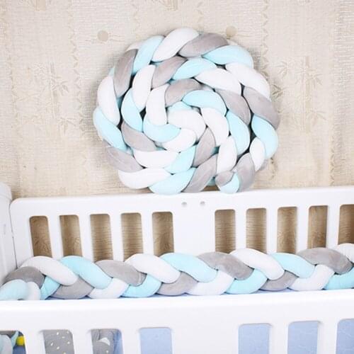 2M/3M Baby Bed Bumper Infant Cradle Pillow Cushion Braid Knot Bumper Crib Bumper Protector Room Decor