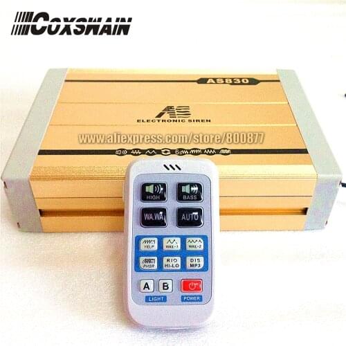 AS830 400W wireless car emergency siren 18 sounds with MP3 playback, wireless controller (Siren only, without speaker)