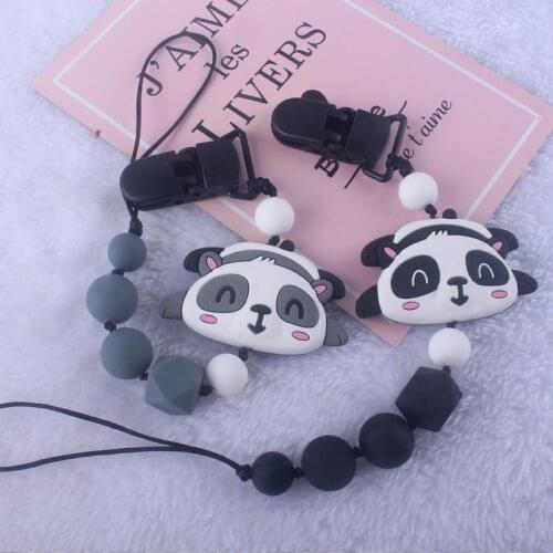 Handmade Safe Silicone Bear Beads Pacifier Clip Animal Pacifier Chain for Infant Pacifier 2020 Baby Teething Soother Chew Toy