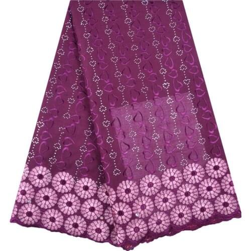 Burgundy Color African Lace Fabric 2019 High Quality Lace Embroidery Nigerian Dry Lace For Wedding Cotton Lace With Stones S1648