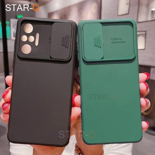 Slide Protect Camera Lens Phone Case On For Xiaomi Redmi Note 10 Pro Max Note10 S 10s 10pro 4g Liquid Silicone Soft Back Cover