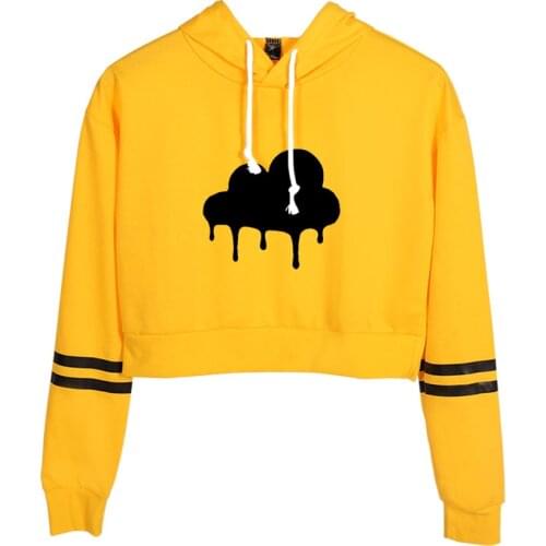 Dixie DAmelio CLOUDED Kpop Crop Top Hoodies Women Hooded Fashion Girls Hoodie Sweatshirts Orange Pullovers Tops