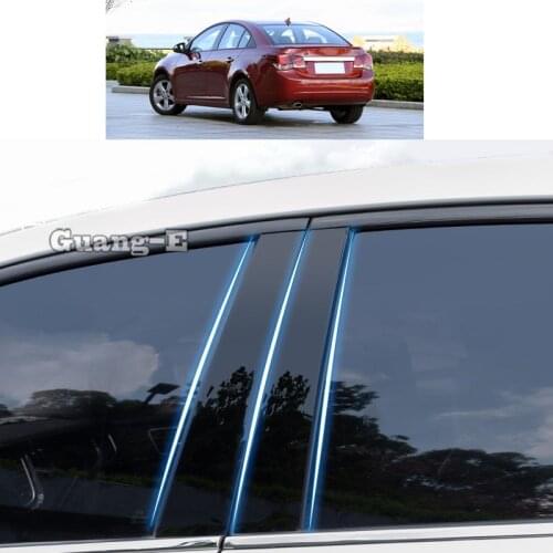 For Chevrolet Cruze Sedan 2009-2014 Car PC Material Pillar Post Cover Door Trim Window Piano Black Molding Sticker Plate 10pcs