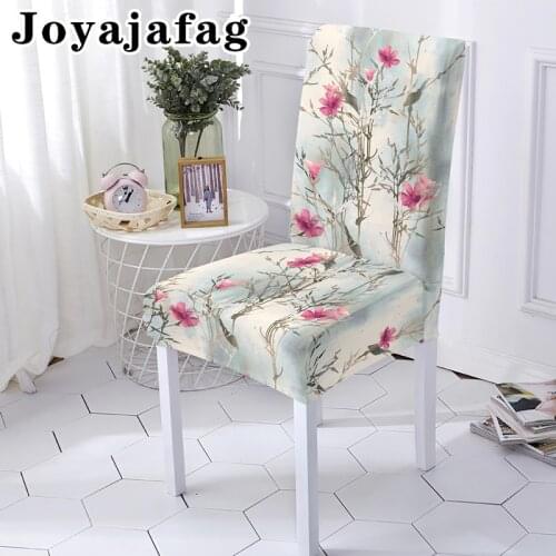 Flowers Printing Elastic Long Back Chair Cover For Office Dining Room Decor Washable Stretch Dining Seat Covers Universal Sizes