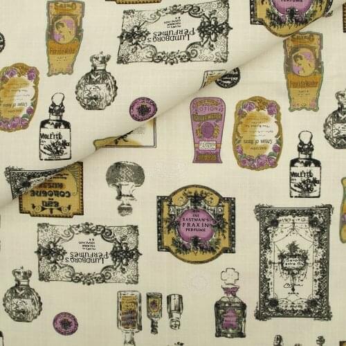 130cmx50cm Ripstop Cotton Linen Fabric for handmad, bed, bag, curtain - Perfume bottle - grey (LF102)