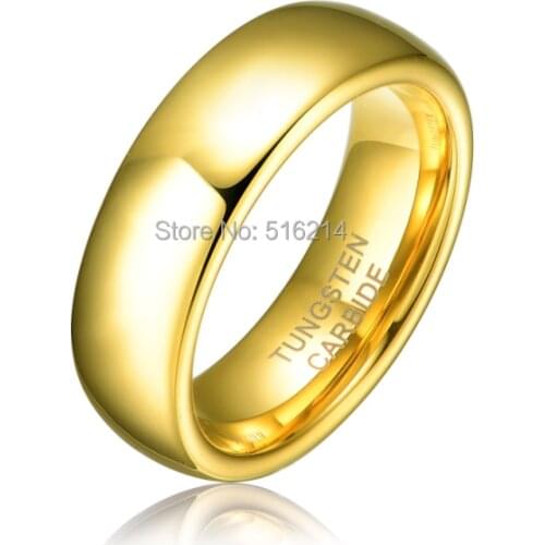 Wholesale Rings 6MM Tungsten Carbide Gold Color Ring Women Wedding Engagement Band Ring Alliance Jewelry TU025RW