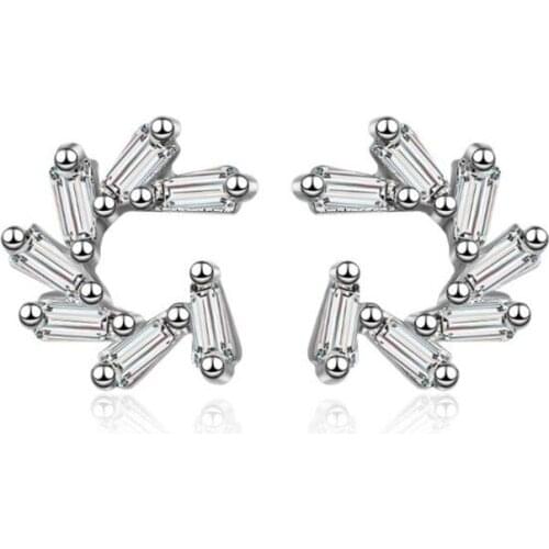 Creative 925 Sterling Silver Jewelry Temperament Windmill Full Of crystal Flowers Flash Personality Women Stud Earrings SE654