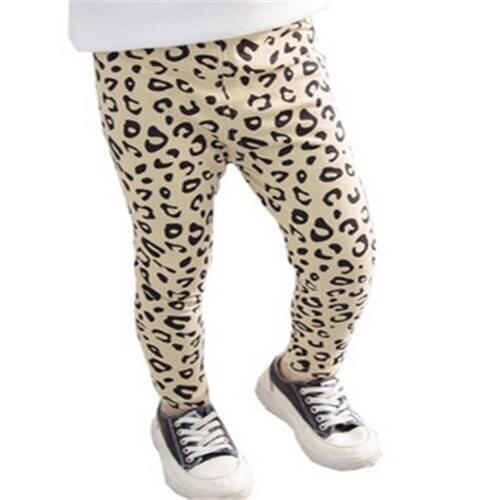 Children Leopard Print Trousers Rubber Band Leggings Casual Girls Clothes