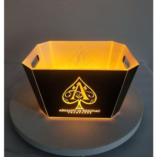 Customized Logo Rechargeable Color Flashing Acrylic Boat Shape Beer Wine Bottle Cooler LED Ice Bucket