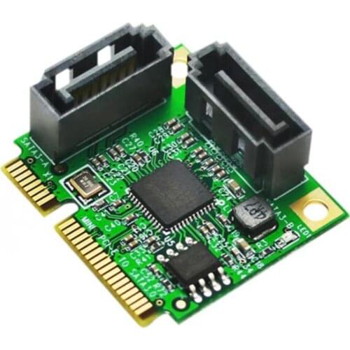 Mini PCIe to SATA III 2 Ports Adapter Card,PCI Express to SATA3.0 6Gbps Card Hard Disk Expansion Card for SSD Hard Drive
