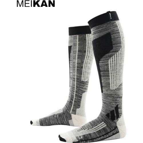 MKSK2017001 High Quality Professional Men/Women Mercerized Merino Wool Ski Socks Outdoor Thicken Terry Warm Knee High Long Socks