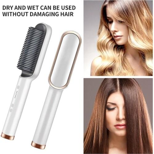 Multifunctional Hair Straightener Brush Tourmaline Ceramic Hair Curler Brush Hair Comb Straighteners Curling Hair Iron Styler