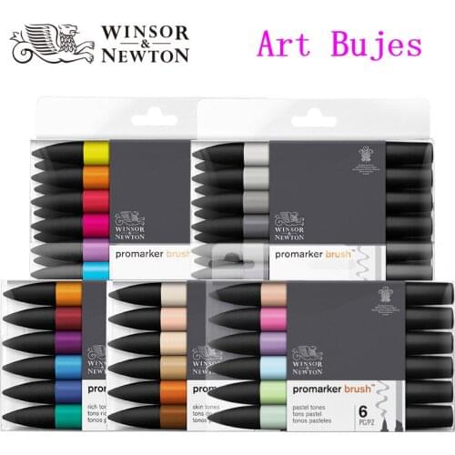 UK winsornewton sketch marker 12 color art drawing marker set 12A 12B soft alcohol double headed oil painting marker pen