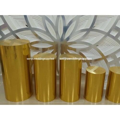 New style Wedding Pillar Pedestal Gold Display Plinths Wedding Acrylic Plinth Cylinder Plinth senyu2334