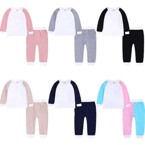 Wholesale Lounge Set New Arrival Contrast Colour Baby Boy Girls Clothes Cotton Loungewear Teens Pajamas Set Unisex Tracksuit Set