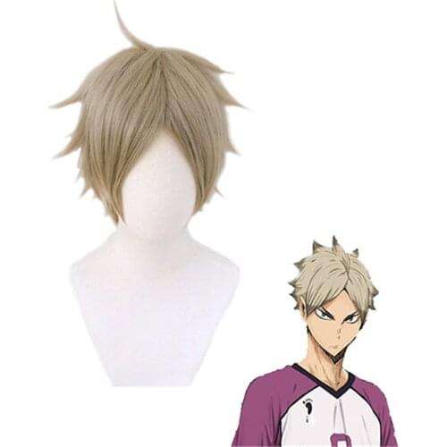 Semi Eita Cosplay Wig Anime Haikyuu!! Short Mixed Gray Heat Resistant Synthetic Hair Role Play Wigs + Hairnet