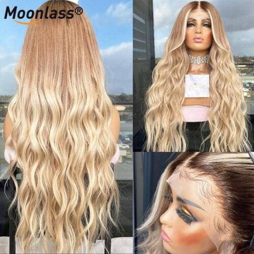 13x4 Wave Lace Front Wig Blonde Lace Front Wig Brown Blonde Colored Lace Frontal Human Hair Wigs Brazilian Virgin Closure Wig