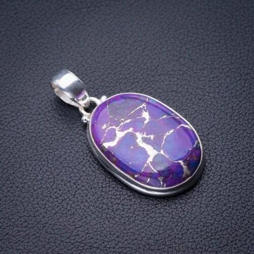 StarGems Natural Copper Turquoise Handmade 925 Sterling Silver Pendant 1.75" D9650