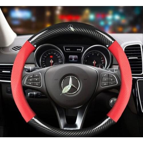 Anti Slip Car Carbon Fiber Steering Wheel Cover for Mercedes Ben AMG 38cm Models A C CLA E GLA GLC GLE S B CLS Class Accessories