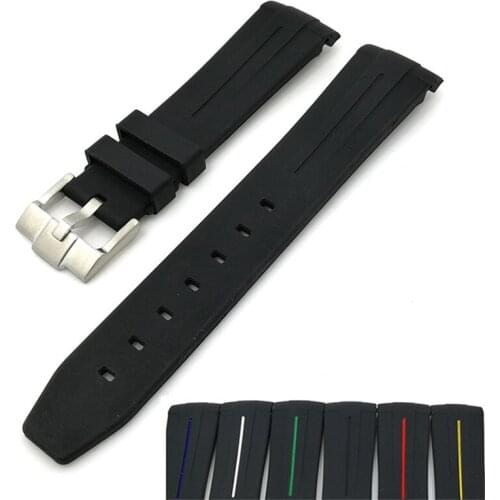 Watches Watchband Silicone Rubber Bands for Rolex Oyster Type Constant Motion/ Cosmometer Ditonna Series 20mm Silicone Strap