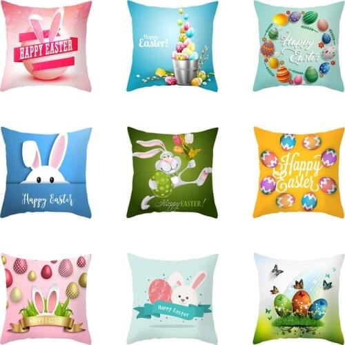 Happy Easter Cushion Cover Easter Bunny Decoration Pillowcase Rabbit Egg Polyester Throw Pillow Case Cover kerstmis navidad
