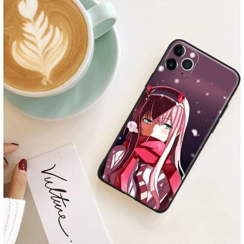 Darling in the franxx zero two silicone Phone Case FOR iPhone Se 6 6s 7 8 Plus X Xr Xs 11 12 Mini Pro Max Glass Cover Shell