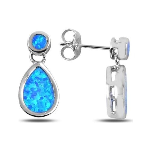Silverlina Sterling Silver Opal Gemstone Dangle Earrings