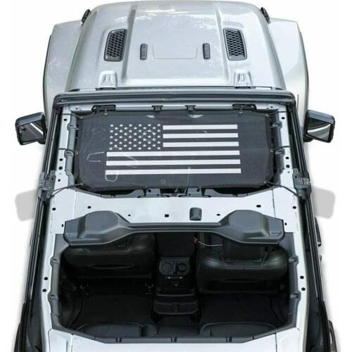 Chuang Qian Front Eclipse Sunshade Mesh USA Flag Provides UV Sun Protection for Jeep Wrangler 2/4 Door JL 2018 Soft Top