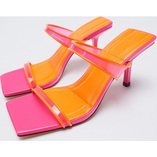 High-Heeled Shoes Lady Slippers Casual Slides Black Sandals Slipers Women Luxury Soft Thin Beige 2021 Fashion Lace-Up Solid Basi