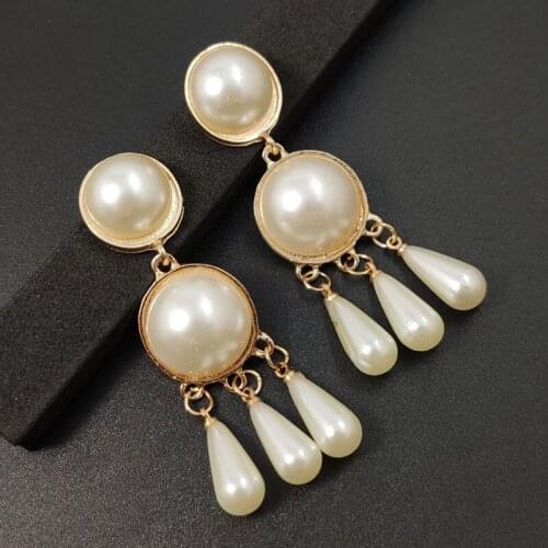 Long Pearl Hanging Earrings Irregular Design Simulated Pearl Tassel Earrings for Women Temperament Dangle Earrings bijoux femme