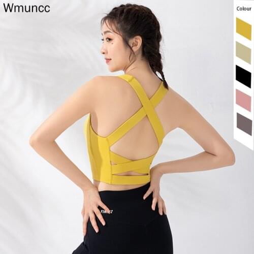 Wmuncc Sexy Cross Sport Bra Women Push Up Shockproof Vest Yoga Tops with Padding Running Gym Fitness Jogging Clothing Anti-sweat