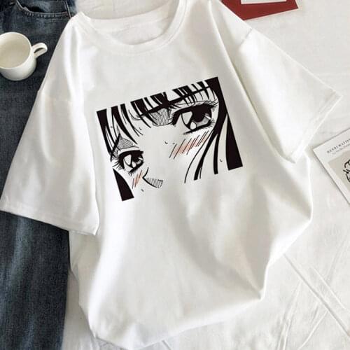 Tearful Girl T-shirt Aesthetic Korean Style White Female T-shirt Graphics Harajuku Tee Black Manga Anime T-shirt Women Clothes