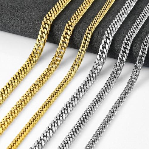 10PCS Fashion Men Stainless Steel Necklace Chain High Quality Gold/Silver Color Link Chain Necklace Jewelry Wholesale