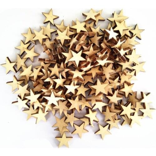 150pcs Wooden Mini Star Shaped Chips Wood Cutouts DIY Crafts Scrapbooking Handmade Accessary Party Decoration