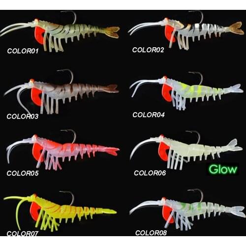 2pcs 7g 13g 19g Squid Jig Soft Shrimp Silicon Bait Fishing Lure With Lead Jig Head Hook Soft Shad Lure Bass Sea Fishing Bait