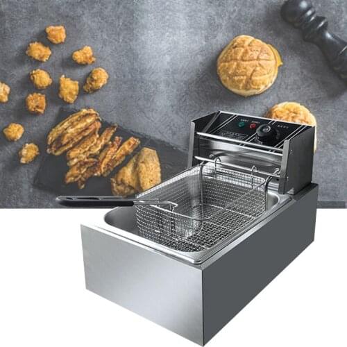 2500W Stainless Steel Commercial Electric Deep Fryer Stove Single Cylinder Smokeless Chicken Dough French Fries Frying Machine