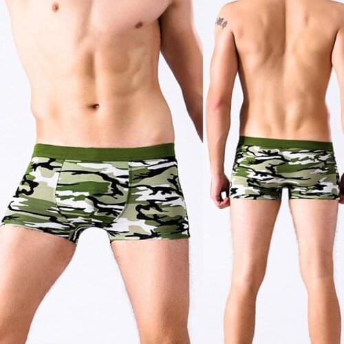 Boxers 4Pcs Fashion Men Camouflage Cotton Shorts Boxers Seamless Breathable Underwear