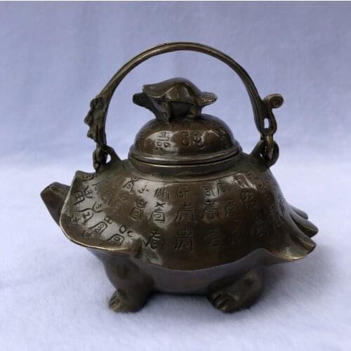 Bronze kettle decoration bronze bronze carving three hole copper kettle teapot, copper pot waist flask handle