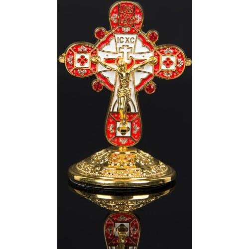Church Relics Figurines Crucifix Jesus Christ On The Stand Cross Wall Crucifix Antique Home Chapel Decoration Prayer Crosses