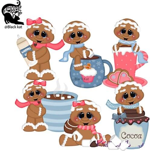Cream Cup Cookies & Cocoa Gingers Cutting Dies Christmas Gingerbread Man Metal Stencil For DIY Scrapbooking Card Craft