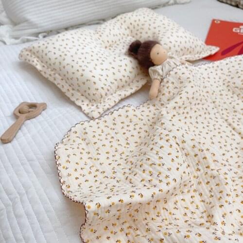 Korean Daisy Cotton Muslin Newborn Bedding Blanket for Baby Wrap Blankets for Kids Children Photography Props Receiving Blankets