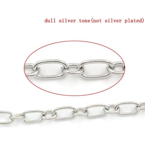 DoreenBeads Link Chains Findings Silver Color 6.5x3.7mm-4x3.5mm,10M (B24968), yiwu