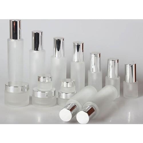 80ml Recycled Glass Perfume Bottles, Silver Mist Spray Pump for Cosmetic Packaging Lotion Glass Bottles 80ml