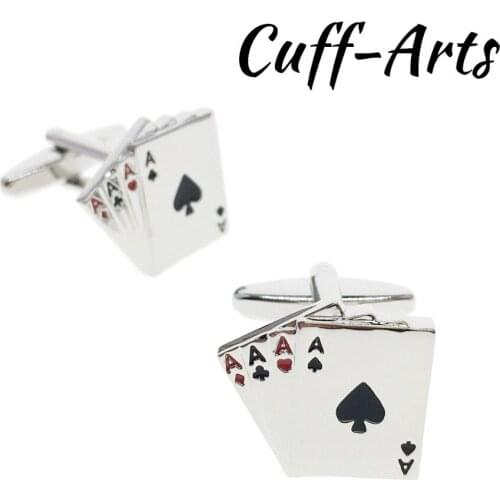 French shirt 4A Playing Cards cufflink for mens Brand designer Cuffs link Button male Gold High Quality Luxury Wedding C10341
